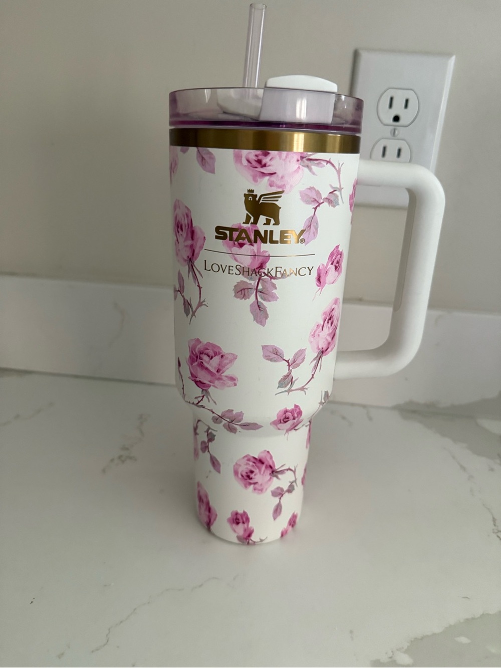 Stanley LoveShackFancy Ribbon Rosa 40oz Tumbler with Handl